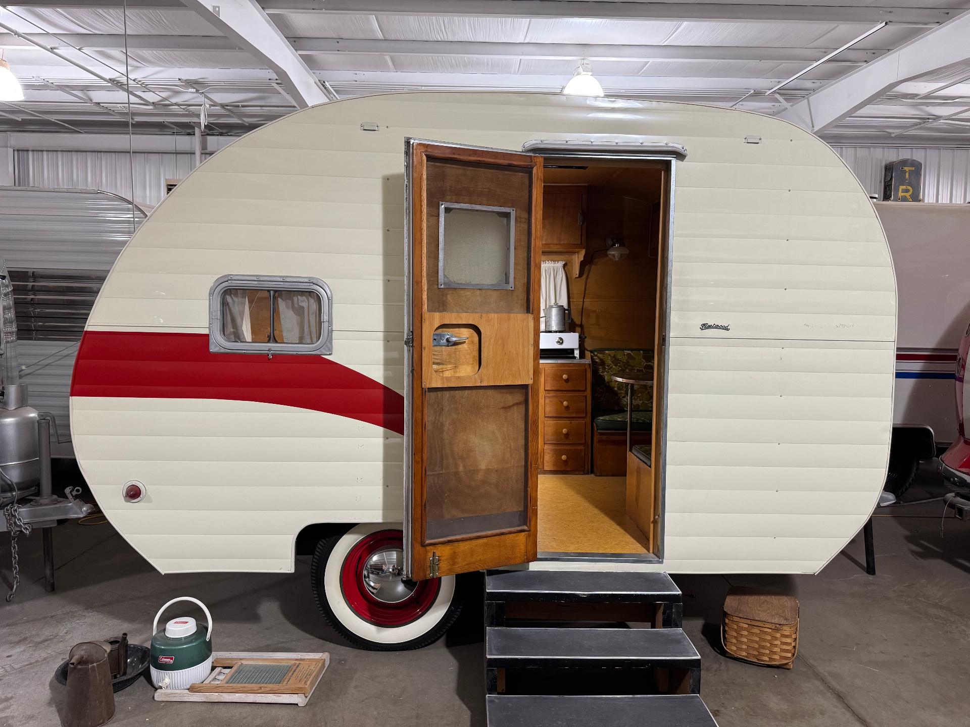 Vintage red and white trailer