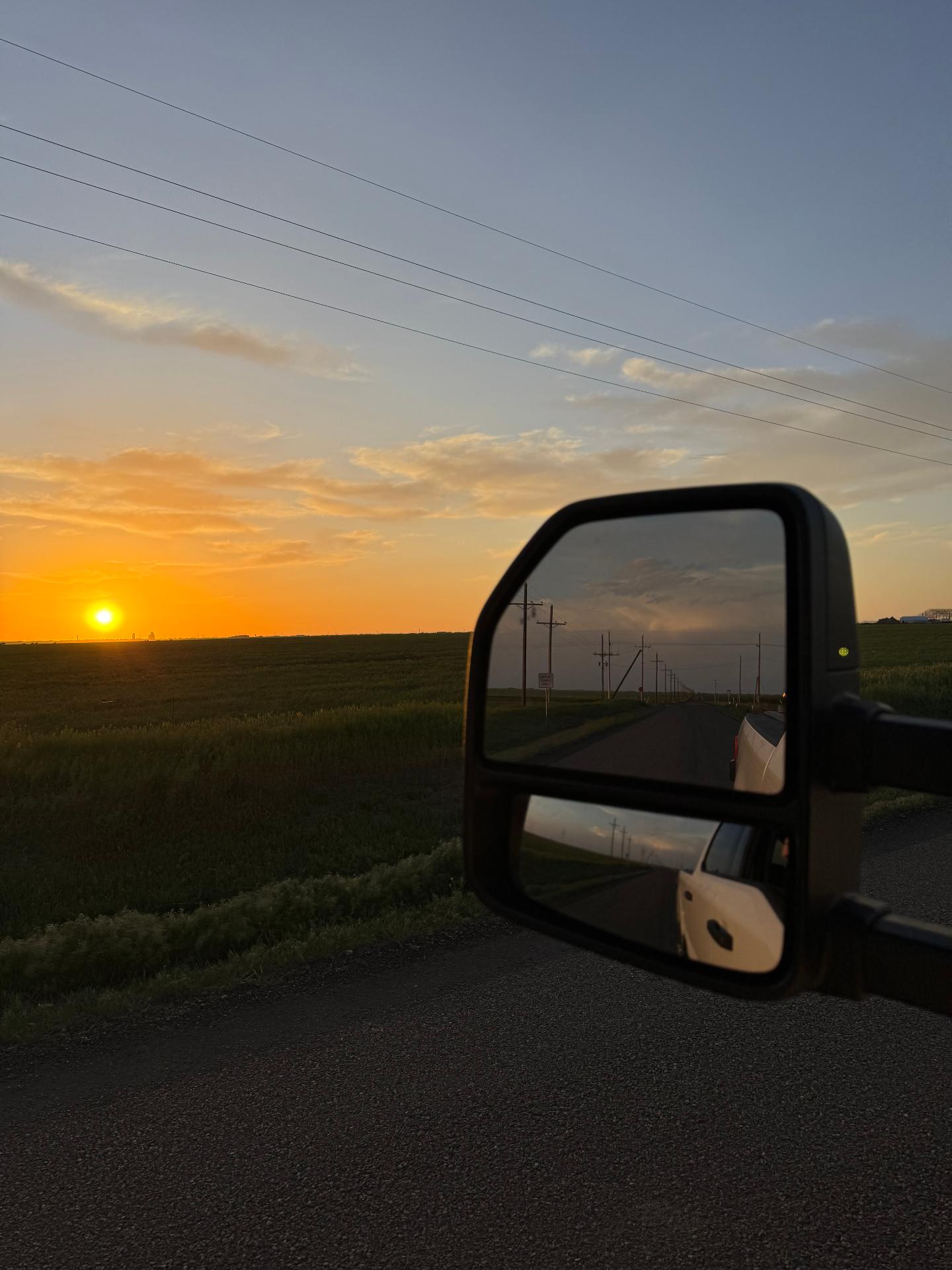 Texas sunset on the road