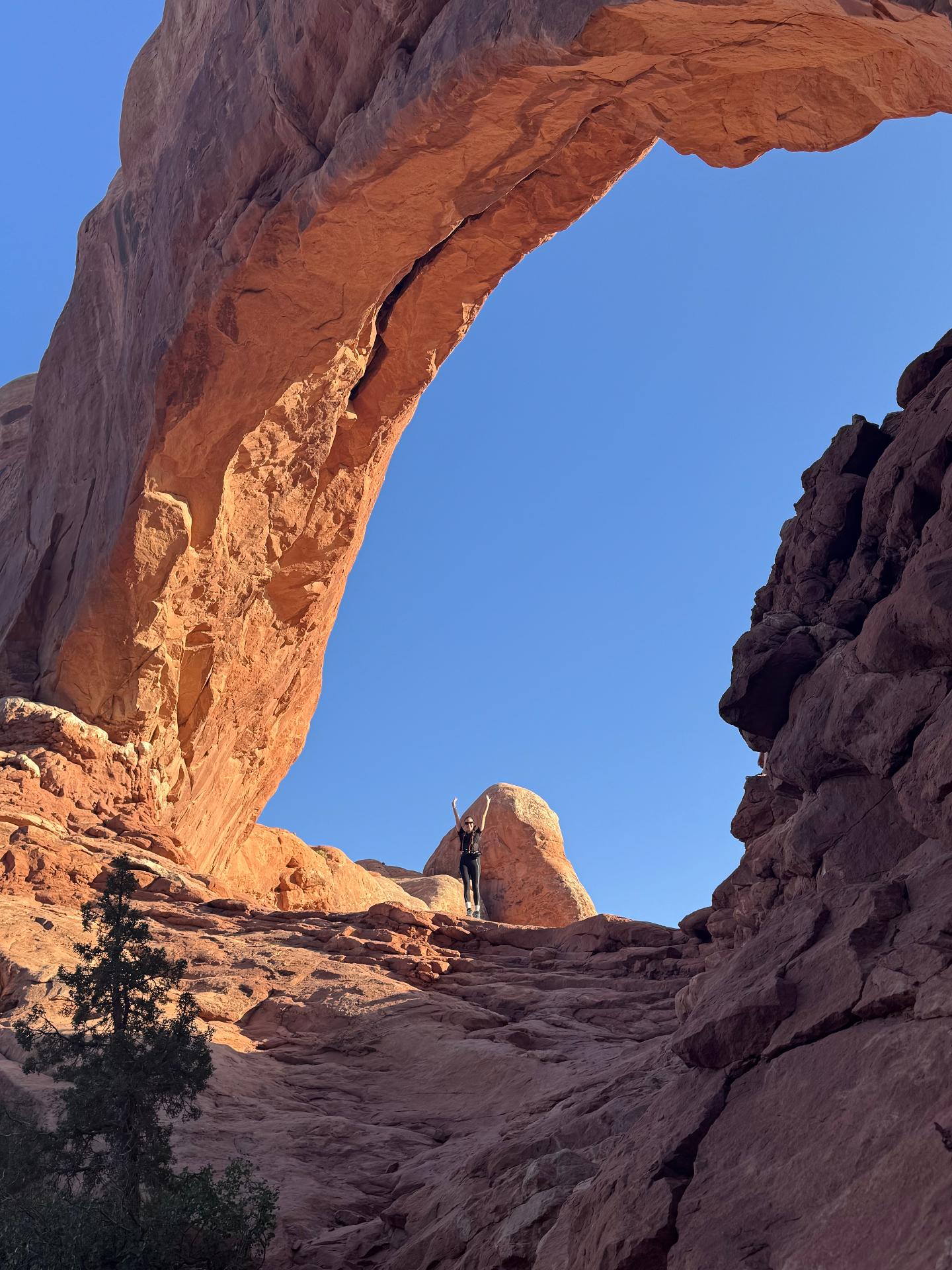 Standing under the massive arch
