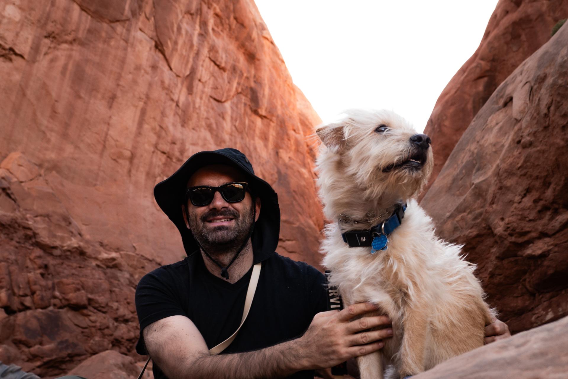 Dad and Bengie exploring the arches
