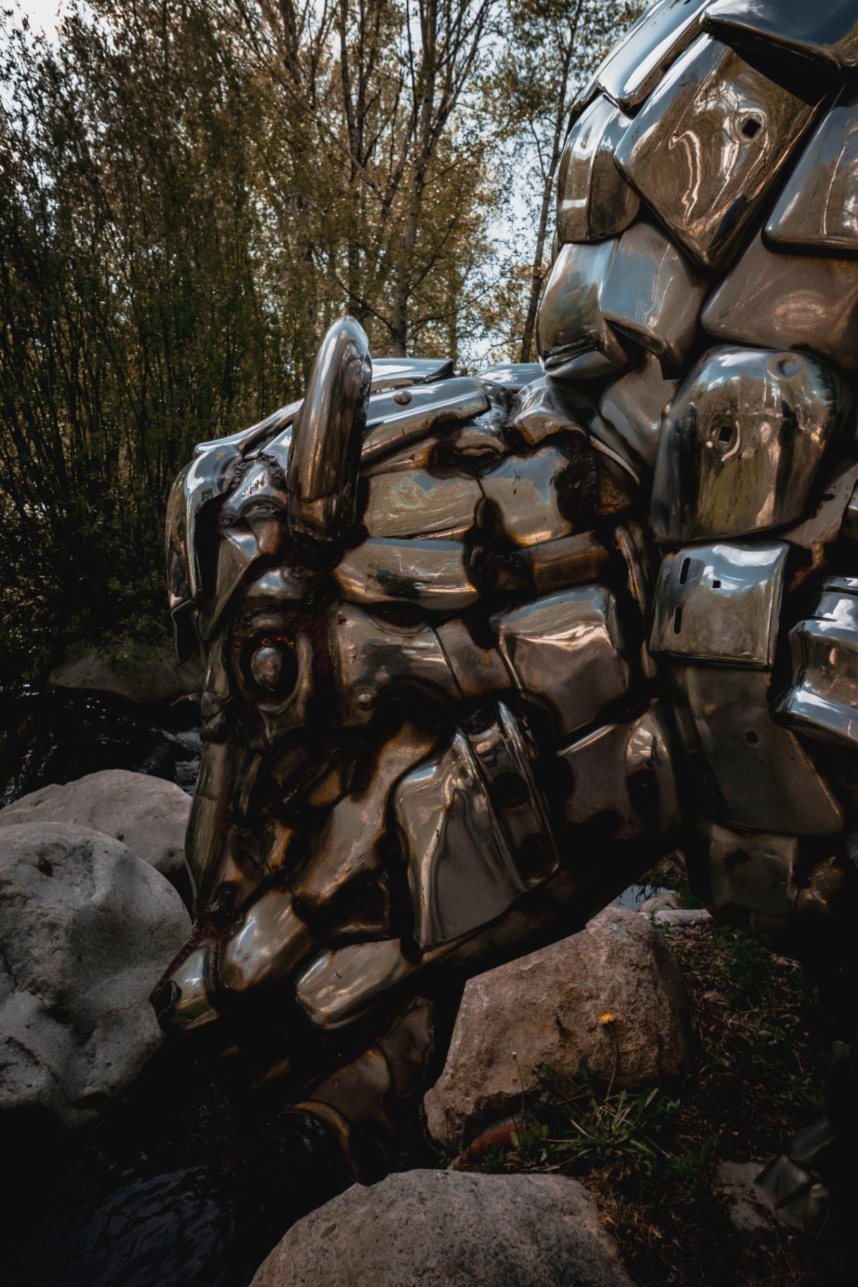 Bison sculpture detail