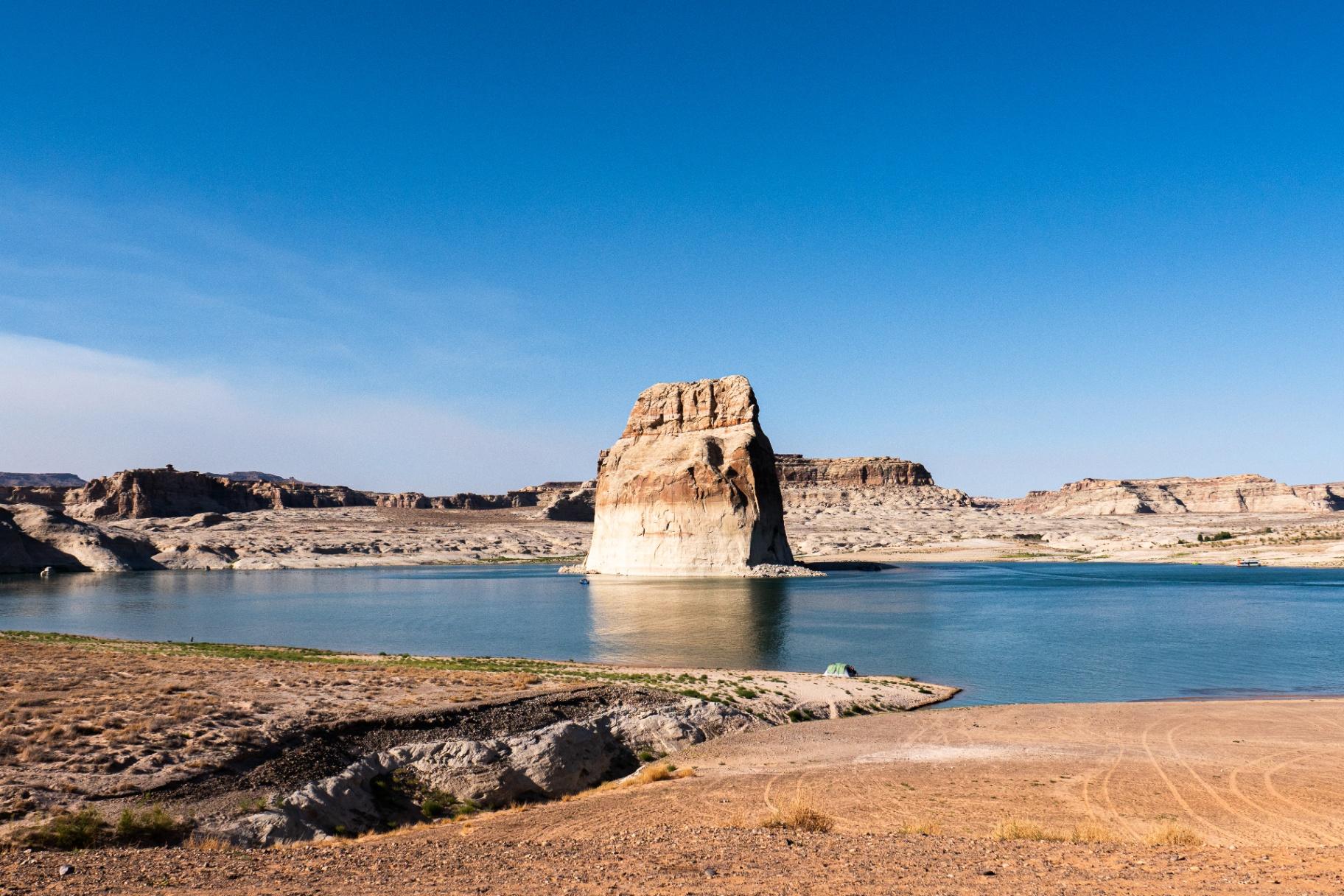 Lone Rock rising from Lake Powell