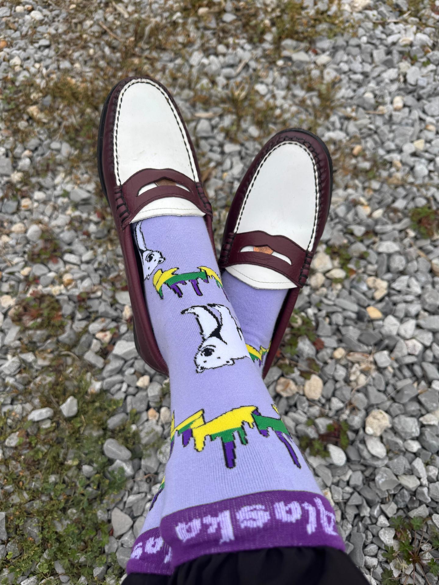 Medias temáticas de Mardi Gras con mocasines