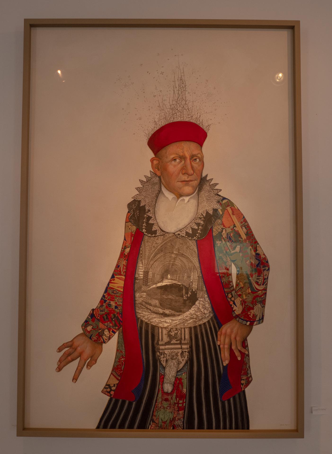 Retrato enmarcado con sombrero rojo