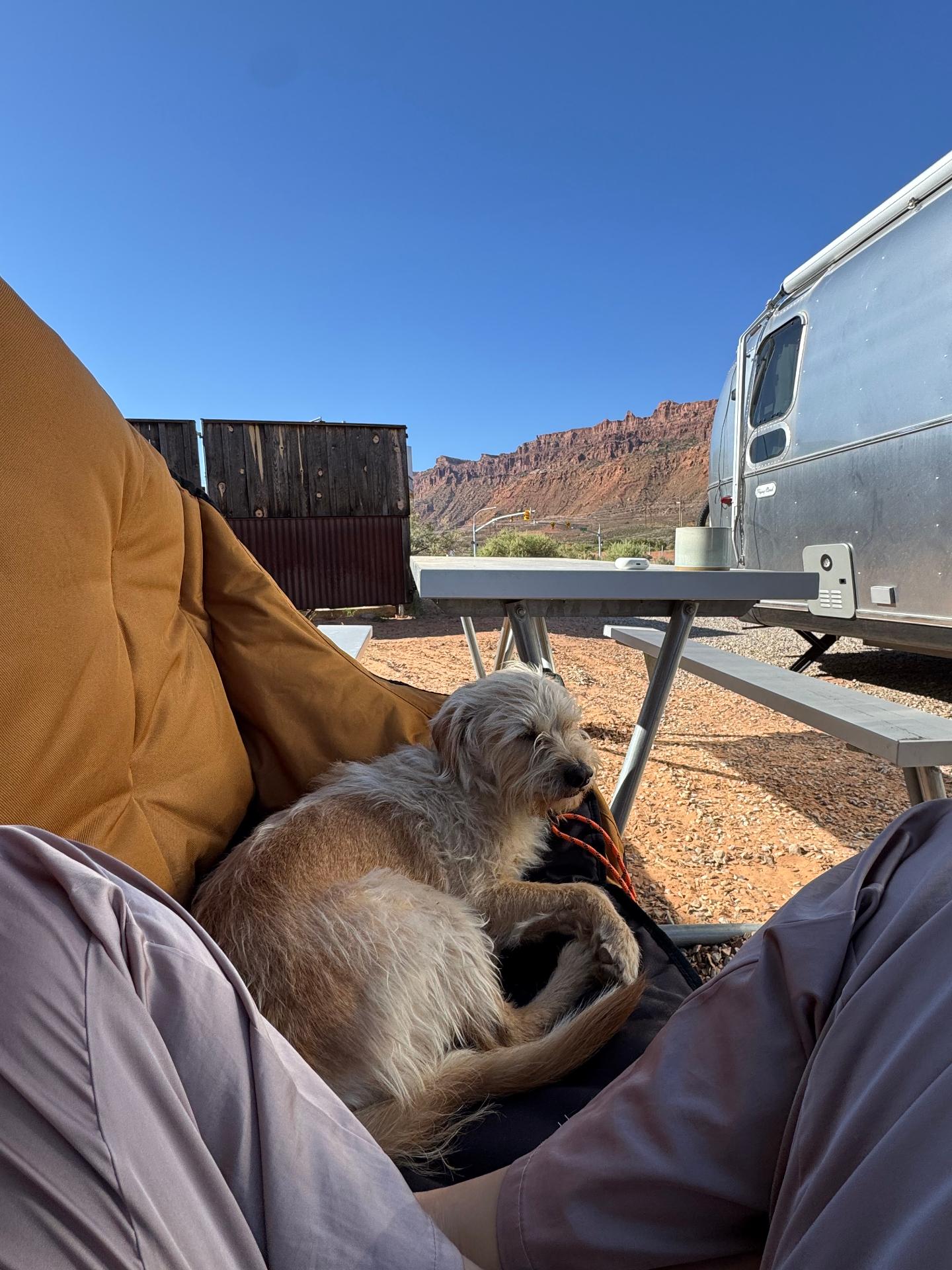 Bengie relaxing at camp