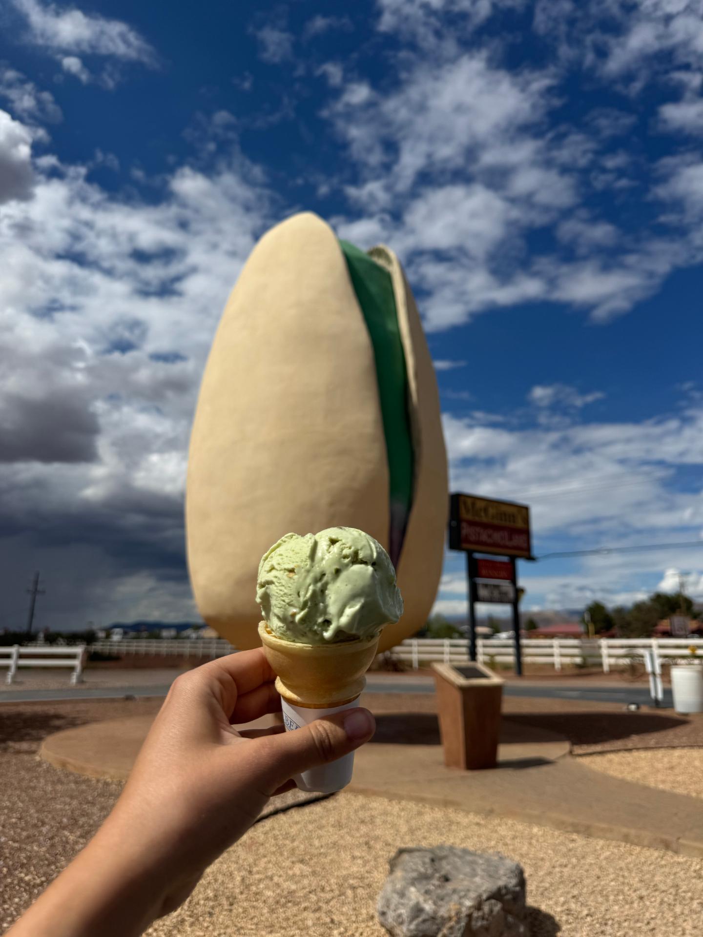 Pistachio ice cream at the giant pistachio