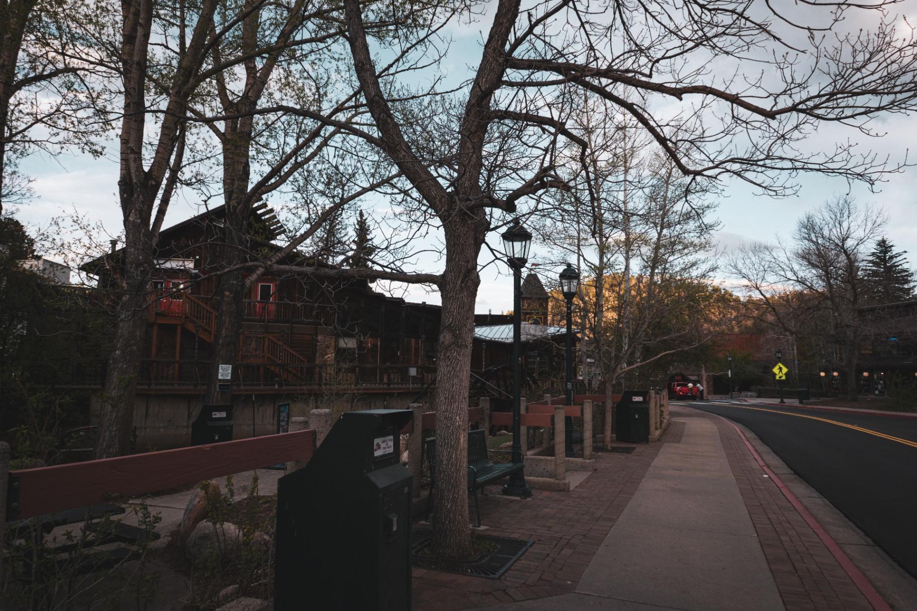 Downtown Estes Park at dusk