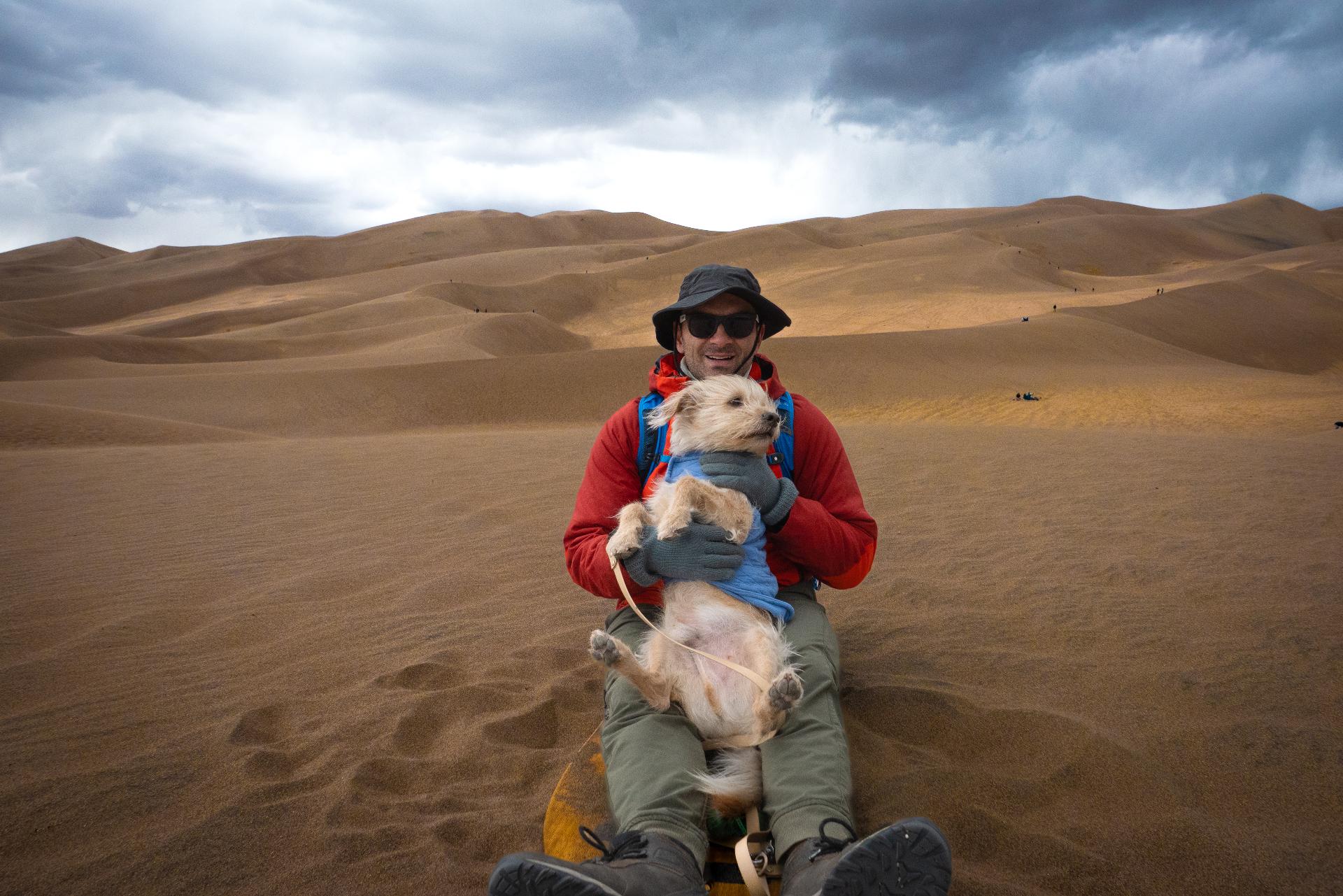 Sandboarding with Bengie on the dunes